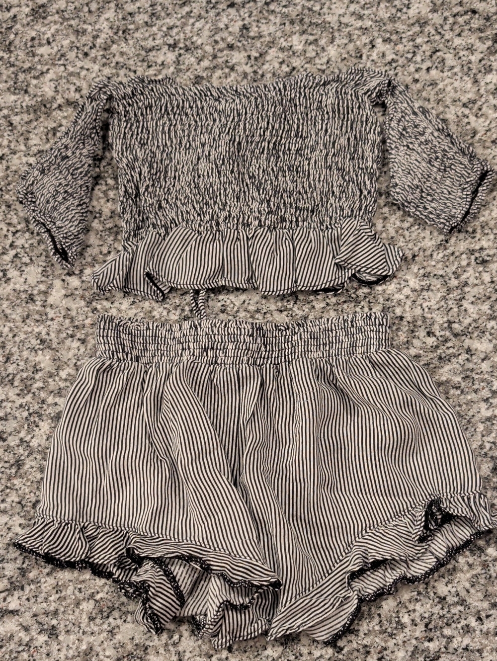 Girls Black & White Striped Two-Piece Matching Set